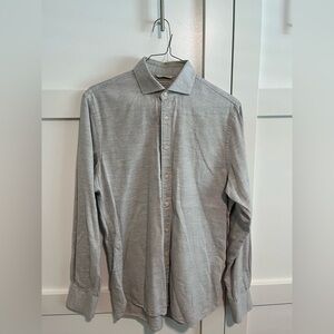 Suitsupply, cotton button down, men’s extra slim fit, light blue/grey